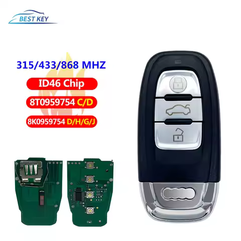 BEST KEY Smart Remote Key Semi Keyless 3BTN 315MHz/433MHZ/868MHZ 8T0 959 754C for For Audi Q5 A4L A5