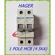 HAGER 1 Pole MCB 40A (4.5KA) C CURVE (SIRIM Approve)