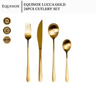 Equinox 18/10 Cutlery Set Stainless Steel Spoon Fork Knife -Lucca Gold (24 Pcs)