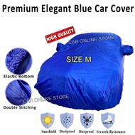 Premium Elegant Blue High Quality Taffeta Car Cover Anti-UV Dust Resistant / Dirty Proof Vehicle Protection Cover Selimut Penutup Kereta Automobile – M size ( Hyundai Atos, Hyundai I10, Satria Neo, Kia Picanto, Myvi )