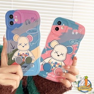 Huawei Y9 Prime 2019 Nova 7i Nova 9 8 7 SE Pro Nova Y90 Y70 Plus 5T 4e 3i 3e Y7A Y9s P20 Pro P30 Lite Honor 8X Watercolor Cartoon Bear Kawas Shockproof Wavy Edge Phone Case Cover