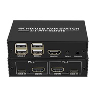 2 Port HDMI KVM Switch 2 in 1 out 4K 30Hz HDMI USB Switcher 2x1 KVM Switch for 2 PC Sharing Keyboard