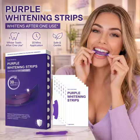 Purple Teeth Whitening Strips PAP+ 30Mins Quick Stain Toothpaste Removal for Lasting Bright Smile Te