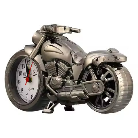 Motorbike Shape Clock Random Wheel Color Creative Desktop Alarm Clock for Home Office Dorm Tabletop 
