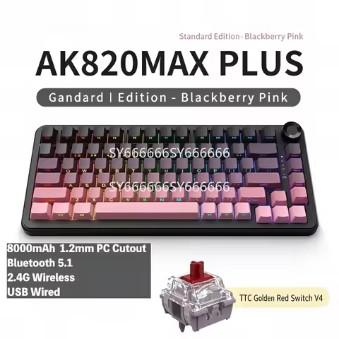 75% Tri-mode Bluetooth Mechanical Keyboard Side Print 8000mAh Battery Esports Custom Gaming For Ajaz