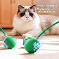 Mainan Kucing Bola Berguling Kelegaan Kebosanan Layan Diri Bola Menggoda Kucing Automatik Kayu Mengu