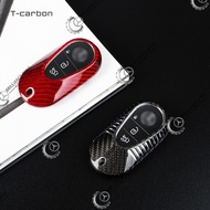 MERAH T-CARBON KEY CASE CARBON KEY COVER MERCEDES benz W223 S400 W206 C200 - Red