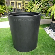 REX FP21 Black Fiberglass Matte Flower Pot Pasu Bunga Garden Taman Plant Pokok Fiber Square Indoor O