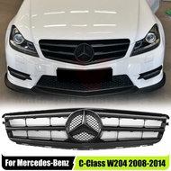 Glossy Black Sport Style Racing Grille With OE Style Star Emblem Logo For Mercedes Benz C W204 08-14