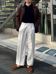 NEW!!! VINCH Wide Legs Pants - Pearly White ซับในสีเนื้อหน้าหลัง ไม่โป๊!