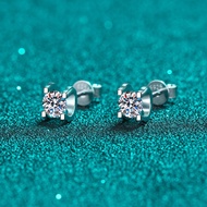 Floating 4 Prong Earring Real Moissanite 0.5ct 1ct Each Round White Moissanite Diamond Earring in s9