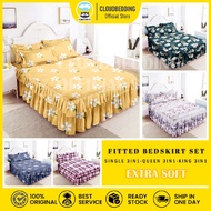 3IN1 Cadar Ropol Set Super Single/Queen /King Bedsheet 3IN1 Bed Skirt Bedspread Set