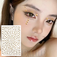 4Pcs Champagne Gold Diamond Face Stickers - Party Makeup Supplies - Self-Adhesive Tattoo - Y2k Glitt