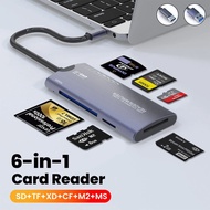 6 in 1 Card Reader SD TF XD CF M2 Memory Card Readers USB Adapter Type C High Speed Data Transfer Ca