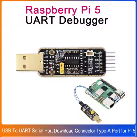 Raspberry Pi 5 UART Debugger Module USB To UART Serial Port Download Connector Type-A Port for Pi 5