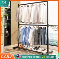Double Layer Hanging Organizer Rack Cloth Clothes Rack Clothes rail Hanger Baju Penyidai Baju steel 