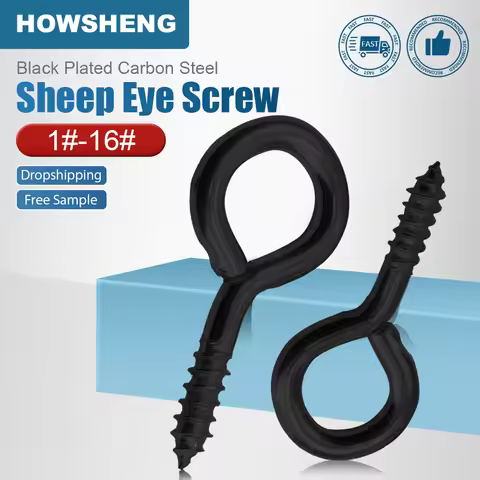 HOWSHENG 5-50pcs Sheep Eye Screw Eyelets Nail 1# 2# 6# 8# 16# Black Plated O Shape Self-tapping Hook