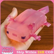 Pink Axolotl Squishy Toy, Minecraft Inspired Salamander, Kawaii Axo Squeeze Toy, Soft Stress Relief