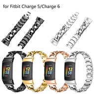 Compatible with Fitbit Charge 6 Bands Women&Men, Replacement Band Wrist Straps Cowboy Chain Alloy Br