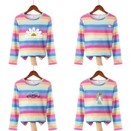 baju t-shirt kartun Harian Budak Tee Budak lelaki Budak perempuan usia sekolah Leher Bulat Sutera Su