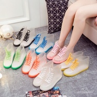【New style recommended】Jelly Transparent Non-Slip Fashion Waterproof Shoes Rain Shoes Rain Boots Rubber Shoes Shoe Cover