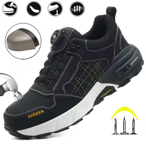 Men's Safety Shoes Steel Toe Anti- Crush Kevlar Fashion Outdoor Work Boots Industrial Workshop Butto