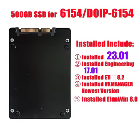 6154 Software HDD SSD 500G installed S 23.01 Engonner E-17.01 ETKA VXMANAGER on WIN10 For VXDIAG SE 