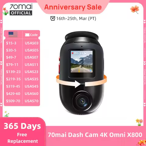 70mai Dash Cam Omni X800 4K 2160P HDR 60fps Dual-channel Supported ADAS F1.7 Supercapacitor 4G Compa