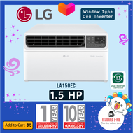 LG DUAL Inverter Smart Window Air Conditioner, Ultra Quiet Operation,  70% Energy Saving, Fast Cooling, ENERGY STAR®, works with LG ThinQ, Amazon Alexa and Hey Google, 10-Year Compressor Warranty Aircon 1.5HP (LA150EC)