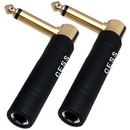 CNCESS CESS-190 Penyesuai Palam Gitar Sudut Kanan 1/4 Inci TS Perempuan ke 1/4 Inci TS Lelaki, Penya