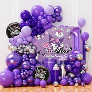 83Pcs Sanrio Kuromi Theme Purple Balloon Arch Kit 40inch Number Balloon and Latex Balloons Set for K