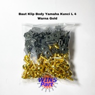 100 PCS Baut + Klip Body Yamaha Kunci L4 GOLD Jupiter MX King Z Mio J Soul GT NMAX Aerox Lexi Fino