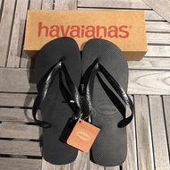 Brazil Havaianas Havaianas Flip-Flops Top Summer Classic Pure Black Men Women Unisex Rubber Anti-Sli