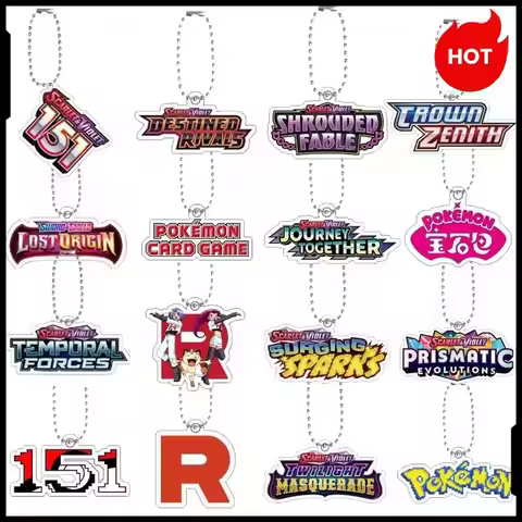 Pokemon Full Series Ptcg Sv10 Destined Rivals Sv9 151 Logo Acrylic Keychain Pendant Cartoon Anime En