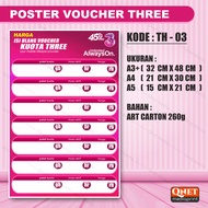 POSTER KONTER DAFTAR HARGA VOUCHER KUOTA 3 THREE (CUSTOM)