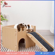 [Prettyia1] Hamster Hideout,Hamster Hideout Cage Accessories,Wooden,Activity Platform,Climbing Ladder for Mouse,Dwarf Hamsters Guinea Pig
