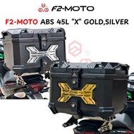 F2 moto ABS 45L Top Box Plate X Gold,Silver, Box Motor Hitam ABS