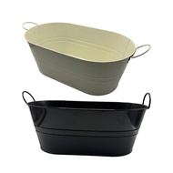 [whfashionkk] Ice Bucket Storage Container Sturdy Galvanized Oval Beverage Tub Drink Bucket Ice Tub