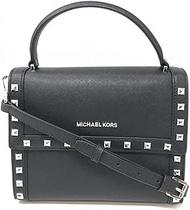 MICHAEL Michael Kors Women's Dillon Studded Medium Messenger Leather Handbag (Black)