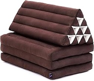 Leewadee 3-Fold Mat XXL with Triangle Cushion – Firm TV Pillow, Foldable Mattress with Cushion Made of Eco-Friendly Kapok, 67 x 31 inches, Brown