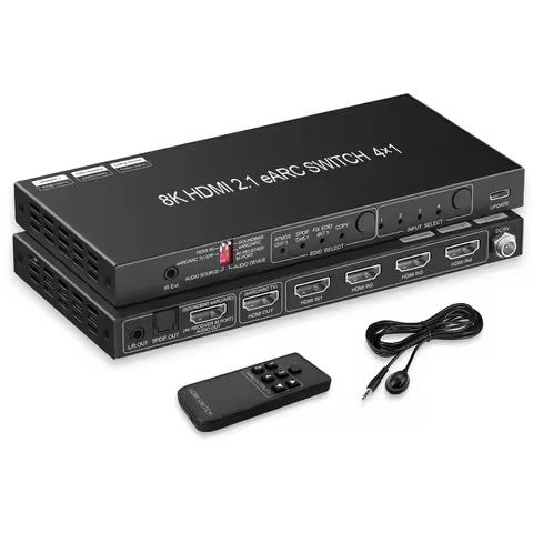 8K HDMI 2.1 Switch EARC Audio Extractor 4 in 1 Out SONOS ARC or AV Receiver SPDIF EDID HDMI Switch f