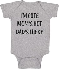 Crazy Bros Tees I'm Cute, Mom's Hot, Dad's Lucky - Adorable Parents - Funny One-piece Infant Baby Bo
