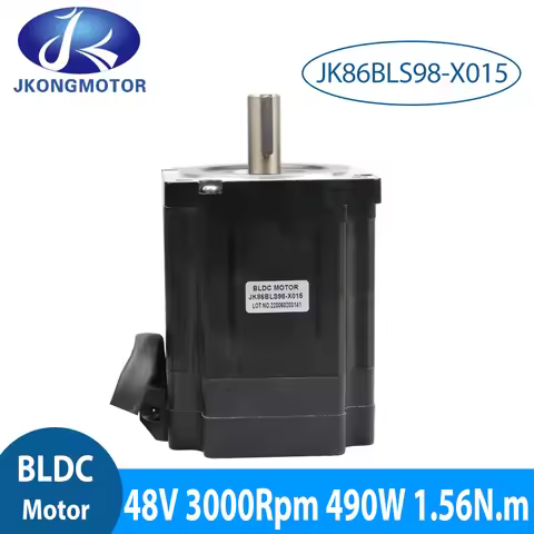 Jkongmotor BLDC Hall Dc Motor 490W 48v 3000RPM 1.56N.m L=111.5mm Keyway Shaft Brushless Motor Manufa