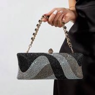 Long Form Glitter Bling,Shiny Glamorous,Elegant,Exquisite Rhinestone Decor Box Bag Glamorous Handbag
