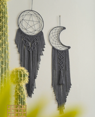 Macrame bulan bintang dreamcatcher Moon Star Macrame Pentagon Dreamcatcher Modern Macrame Home Wall 