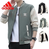 Limited time discount adidas Jaket Lelaki Men Spring and Autumn Sports Jacket Korean jacket Baseball Men's Women Waterproof Windbreaker Couple's Three Bar Jacket Bomber Jacket M-5XL