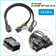 RUN 6Pin to 8Pin 6+2P PCIExpress Video Card Power Adapter Cable 6pin 8pin PCIE