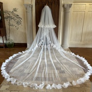 Organza Ruffles Edge Veil Double Layer Veil Blusher Bridal Wedding Veil Cathedral Veil Wedding Veil
