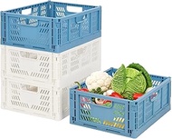 4-Pack Plastic Drawer Organizer Collapsible Storage Boxes Crate Stackable Folding Storage Shelf Bask