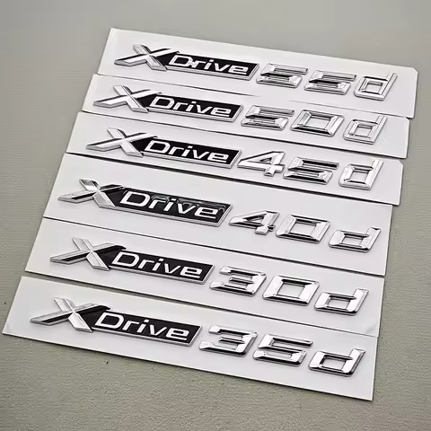 3D ABS Chrome Car Logo XDrive 30d 35d 40d 45d 50d 55d Emblem Car Trunk Fender Badge for X1 X2 X3 X5 